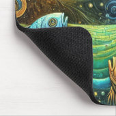 Kosmische Fische und sonnenbeschwingte Meereswelle Mousepad (Ecke)