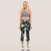 Kosmische Fitness: Abstraktes Muster in dunklen Tö Capri Leggings (Vorderseite)