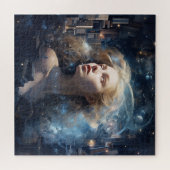 Kosmische Frau umgeben von Büchern Puzzle (Horizontal)