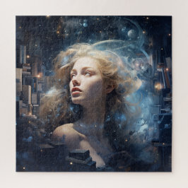 Kosmische Frau umgeben von Büchern Puzzle