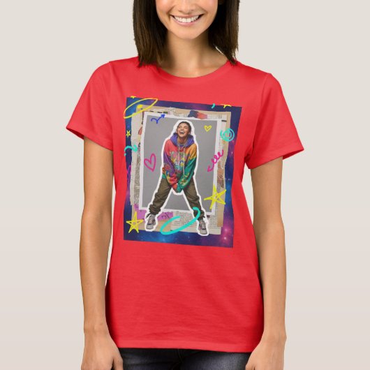 Kosmische Freude Collage T-Shirt (Vorderseite)