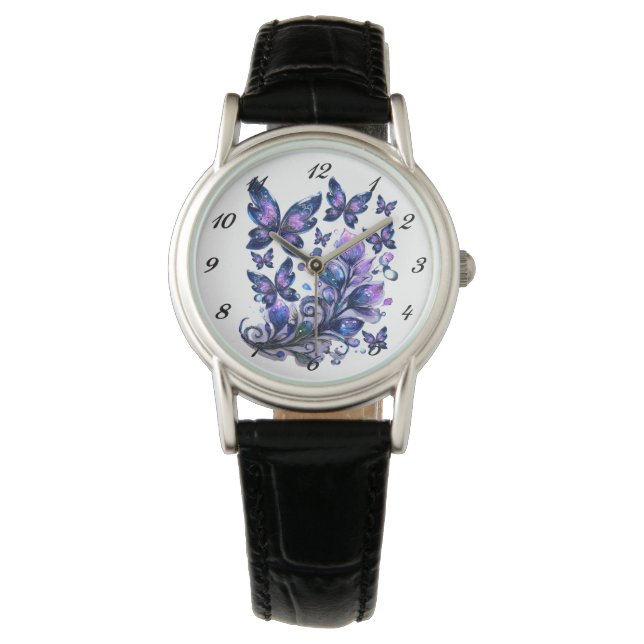 Kosmische Funken Schmetterlinge   Armbanduhr (Vorderseite)