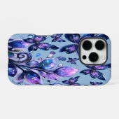 Kosmische Funken Schmetterlinge Blau iPhone Hülle (Rückseite (Horizontal))
