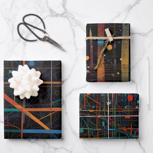Kosmische Fusion - Planeten und Neutronen Geschenkpapier Set (Vorderseite)