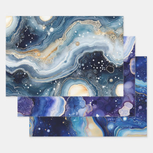 Kosmische Galaxie Abstrakt mit wirbelndem Sternenf Geschenkpapier Set