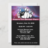 Kosmische Galaxie Bowling Geburtstagspartei Einladung (Vorderseite)