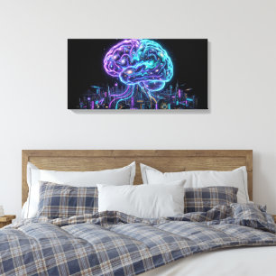 Kosmische Galaxie Gehirn Cyberpunk Stadt Leinwand 
