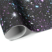 Kosmische Galaxie gemustert schwarzer Glitter-Mix Geschenkpapier (Rolleneckpunkt)