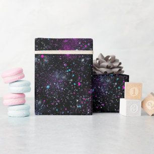 Kosmische Galaxie gemustert schwarzer Glitter-Mix Geschenkpapier