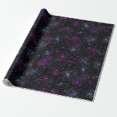 Kosmische Galaxie gemustert schwarzer Glitter-Mix Geschenkpapier (Ungerollt)
