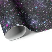Kosmische Galaxie gemustert schwarzer Glitter-Mix Geschenkpapier (Rolleneckpunkt)