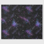 Kosmische Galaxie gemustert schwarzer Glitter-Mix Geschenkpapier (Flach)