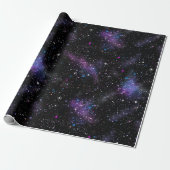 Kosmische Galaxie gemustert schwarzer Glitter-Mix Geschenkpapier (Ungerollt)