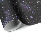 Kosmische Galaxie gemustert schwarzer Glitter-Mix Geschenkpapier (Rolleneckpunkt)