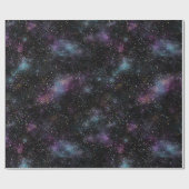 Kosmische Galaxie gemustert schwarzer Glitter-Mix Geschenkpapier (Flach)