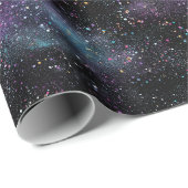 Kosmische Galaxie gemustert schwarzer Glitter-Mix Geschenkpapier (Rolleneckpunkt)