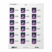 Kosmische Galaxie Katzenröcke Lila und grün Adressaufkleber (Vorne)