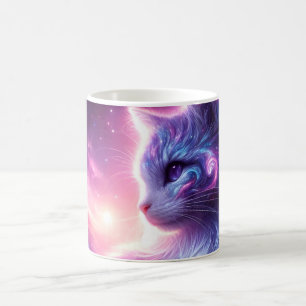 Kosmische Galaxie Mystische Feline Himmelserschein Kaffeetasse