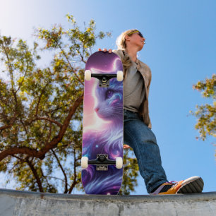 Kosmische Galaxie Mystische Feline Himmelserschein Skateboard