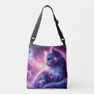 Kosmische Galaxie Mystische Katze Himmlisch Tragetaschen Mit Langen Trägern