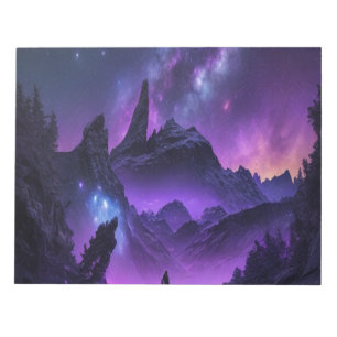 Kosmische Galaxie Nachthimmel Lila Sci-Fi Spirale Notizblock