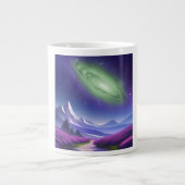 Kosmische Galaxie-Tasse - Grüner Nebel über Lila B Jumbo-Tasse (Vorderseite)