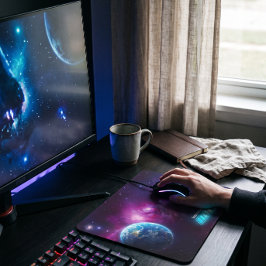 Kosmische Galaxie und Erde Ladebalken Sci-Fi Gamin Mousepad