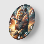 Kosmische Galaxie Weltraum Löwe Stärke Astrologie Runde Wanduhr (Winkel)