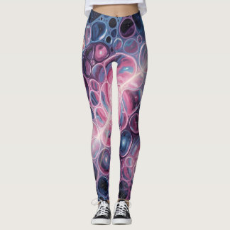 Kosmische Galaxie wirbelt mit Zellen Abstrakte Kun Leggings