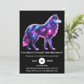 Kosmische Galaxie Wolf Poster Geburtstagseinladung Einladung (Stehend Vorderseite)