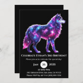 Kosmische Galaxie Wolf Poster Geburtstagseinladung Einladung (Vorne/Hinten)