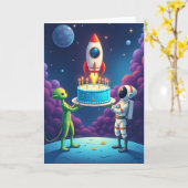 Kosmische Geburtstagstorte Karte (Gelbe Blume)