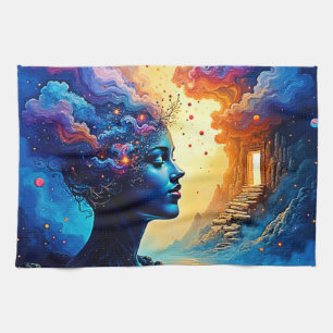 Kosmische Gedankenlandschaft Kunst Geschirrtuch