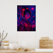 Kosmische Geisha mit Galaxy Sky Fantasy Japanisch Poster (Küche)