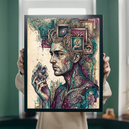 Kosmische Geist-Surrealist-Kristallgalaxie-Wandkun Poster