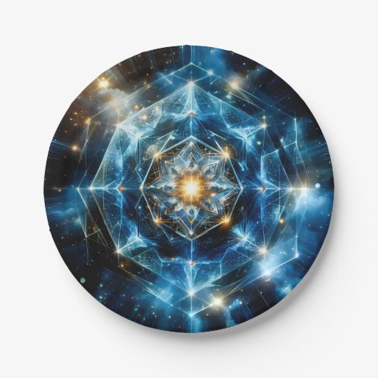 Kosmische Geometrie Mandala Stern Universum Abstra Pappteller (Vorderseite)