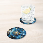 Kosmische Geometrie Mandala Stern Universum Abstra Runder Pappuntersetzer (Vor Ort)