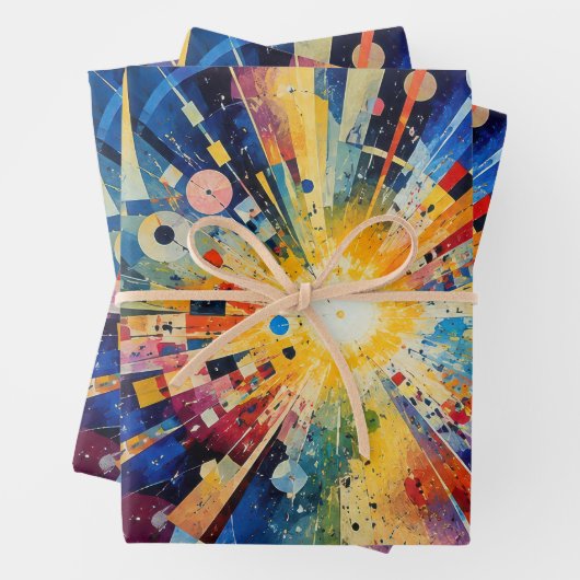 Kosmische geometrische Explosion Abstrakt Geschenkpapier Set (Beispiel)