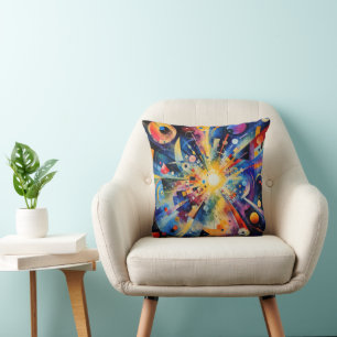Kosmische geometrische Explosion Abstrakt Kissen