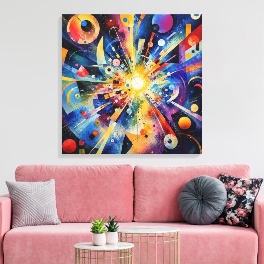 Kosmische geometrische Explosion Abstrakt Leinwanddruck (Insitu (Wohnzimmer))