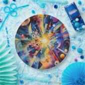 Kosmische geometrische Explosion Abstrakt Pappteller (Party)