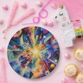 Kosmische geometrische Explosion Abstrakt Pappteller (Party)