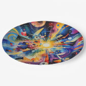 Kosmische geometrische Explosion Abstrakt Pappteller (Schrägansicht)