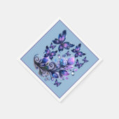 Kosmische Glitzer Schmetterlinge Blau Serviette (Ecke)