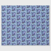 Kosmische Glitzer Schmetterlinge Muster Blau Geschenkpapier (Flach)