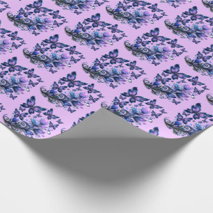 Kosmische Glitzer Schmetterlinge Muster Rosa Geschenkpapier