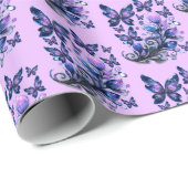 Kosmische Glitzer Schmetterlinge Muster Rosa Geschenkpapier (Rolleneckpunkt)