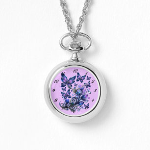 Kosmische Glitzer Schmetterlinge Rosa Armbanduhr