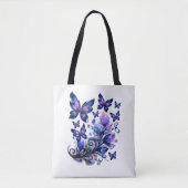 Kosmische Glitzer Schmetterlinge Weiß Tasche (Vorderseite)