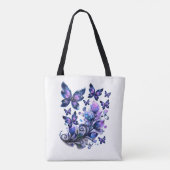 Kosmische Glitzer Schmetterlinge Weiß Tasche (Rückseite)